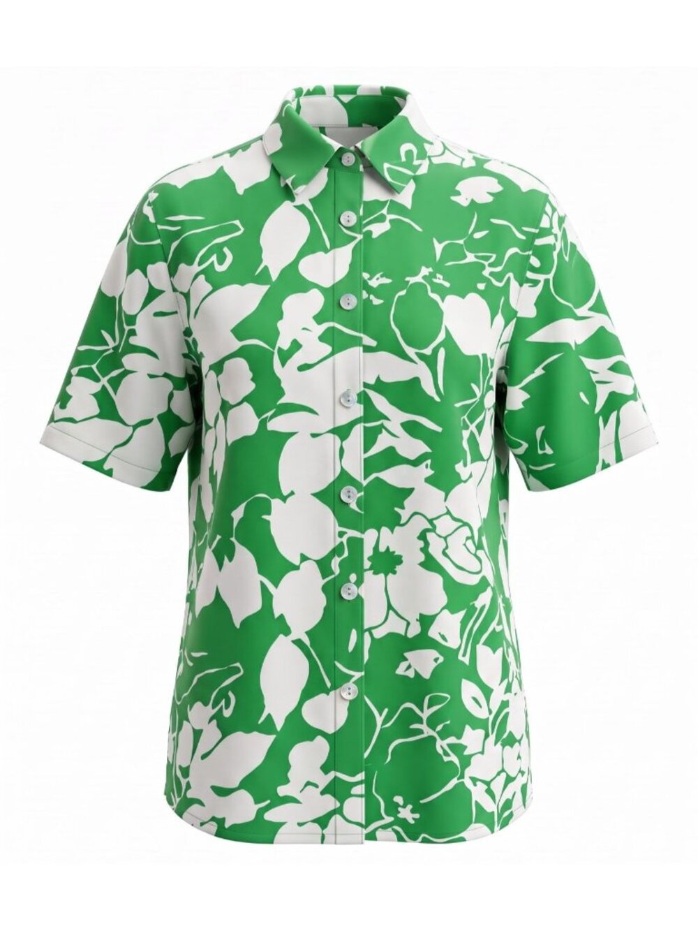 Rails Mackinley Womens M Green Floral Hawaiian Shirt Cotton Short Sleeve EUC
